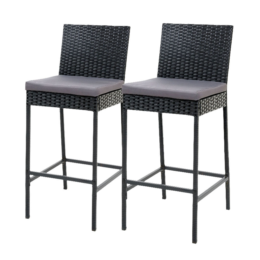 Gardeon 2x Outdoor Dining Bar Stools Black