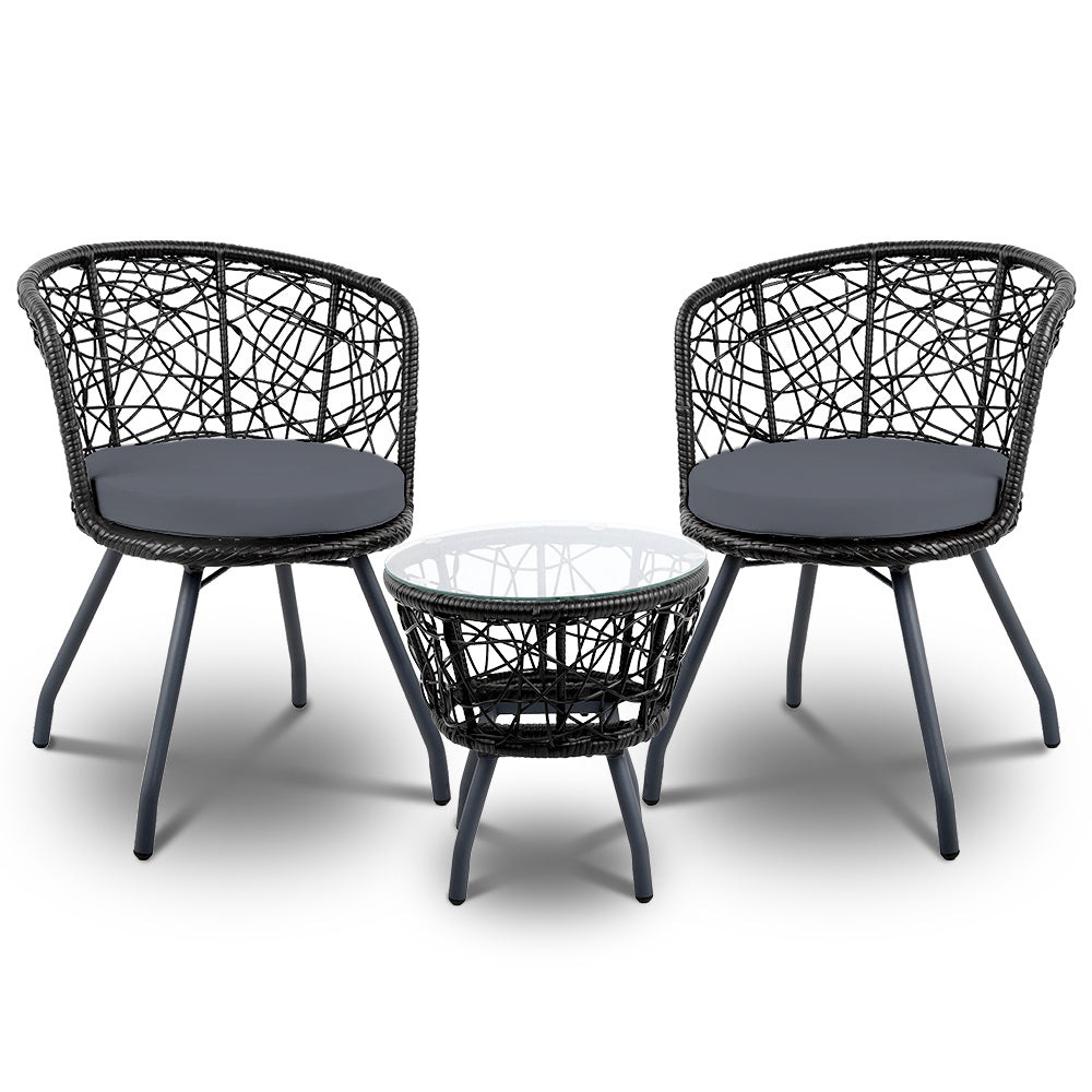 Gardeon Outdoor Patio Chair and Table Black