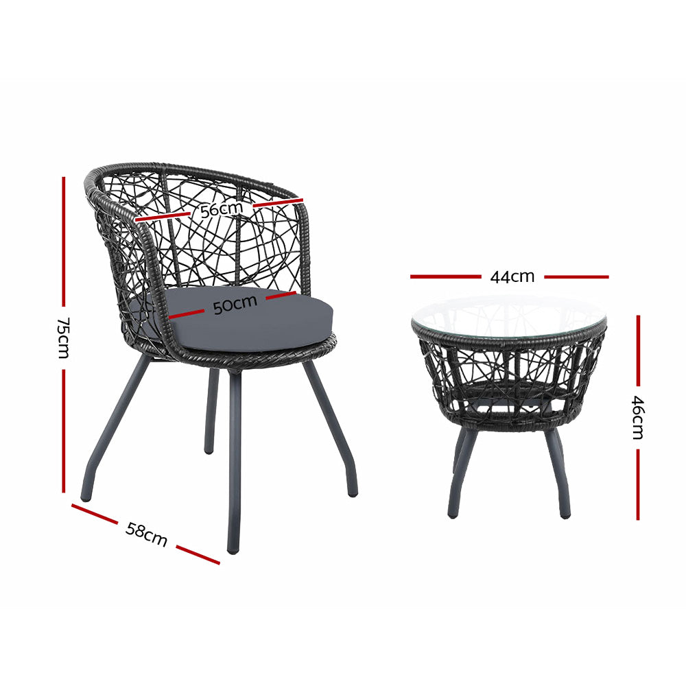 Gardeon Outdoor Patio Chair and Table Black