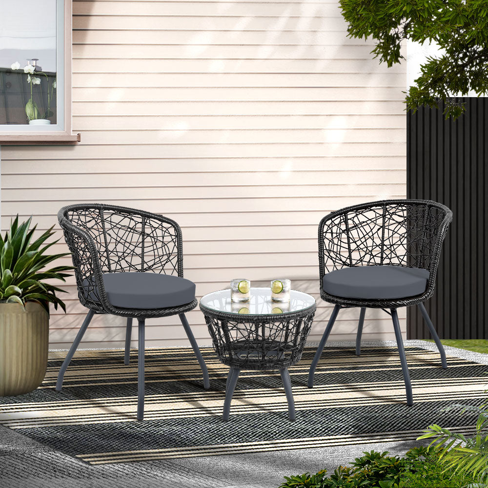 Gardeon Outdoor Patio Chair and Table Black