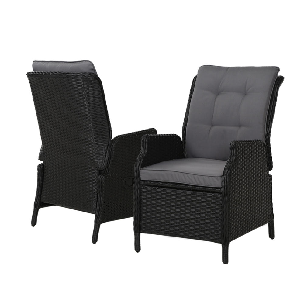 Gardeon 2x Outdoor Recliner Sun lounge Black