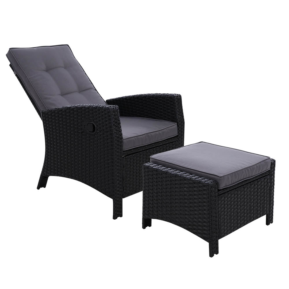Gardeon Recliner Chair Outdoor Chairs Black