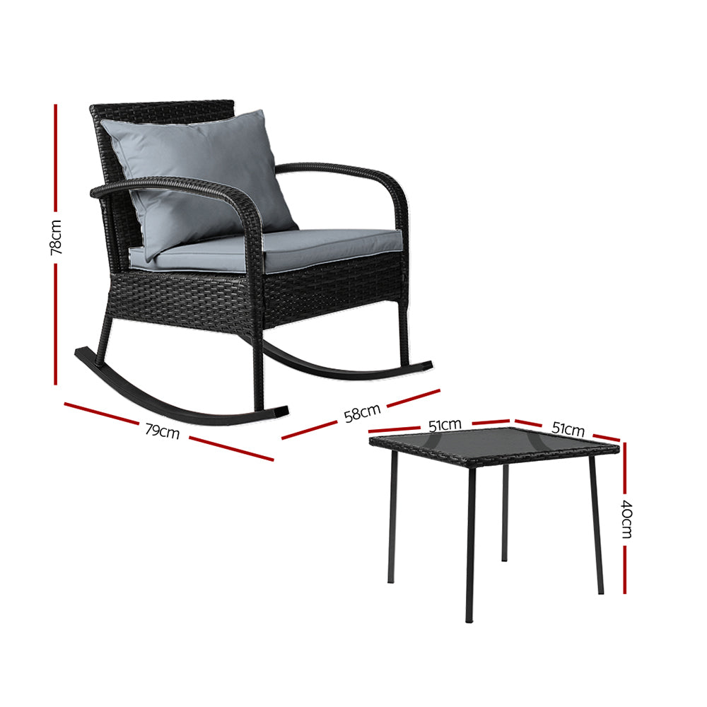 Gardeon Outdoor Rocking Chair Black