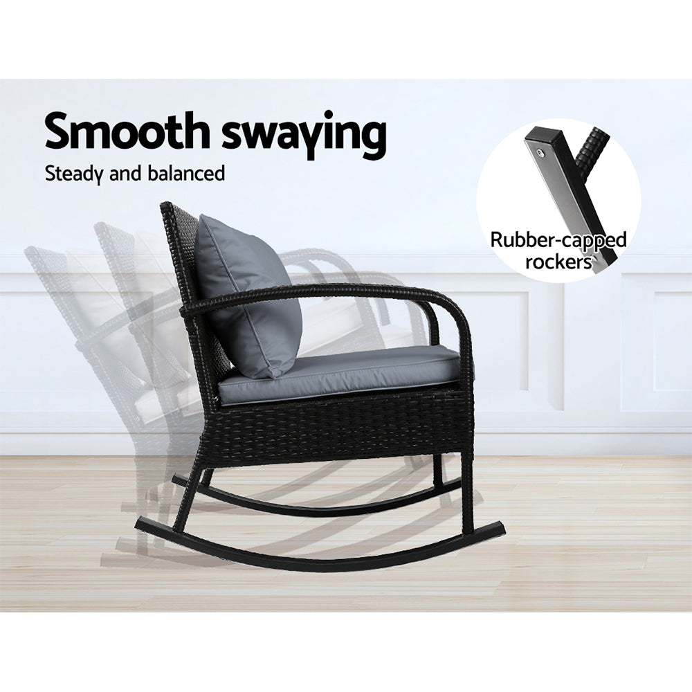 Gardeon Outdoor Rocking Chair Black