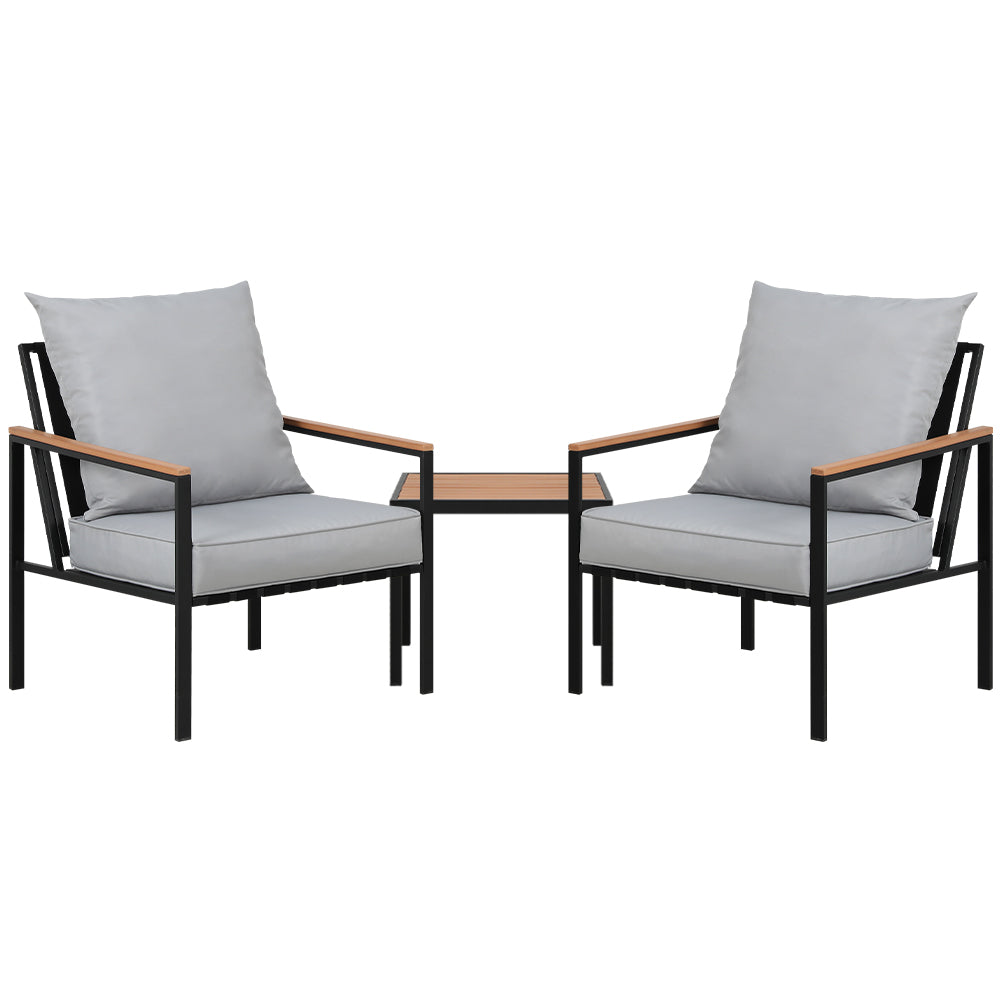 Gardeon 3pcs Lounge Setting Bistro Set - Black