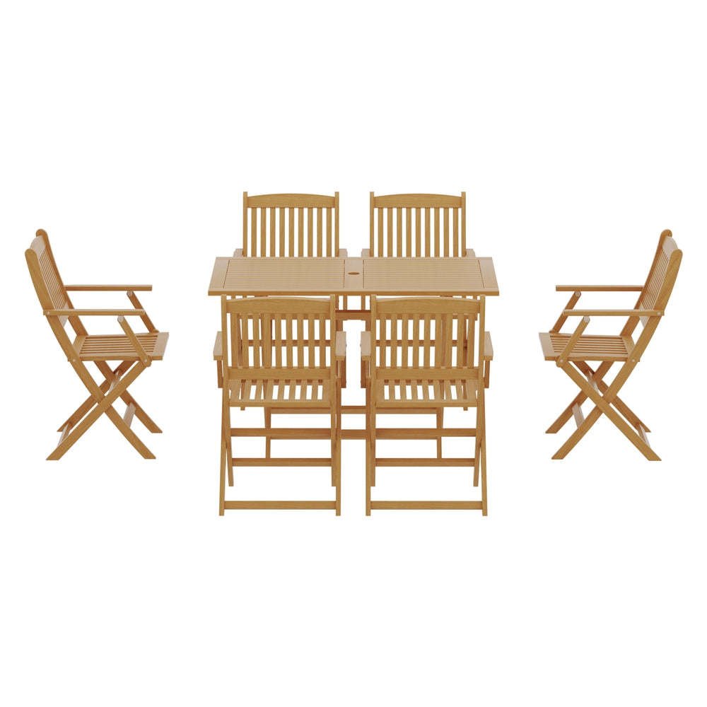 Gardeon 7 Pieces Foldable Outdoor Dining Chairs Table Set