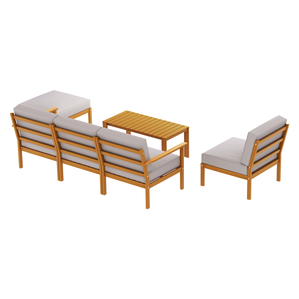 Gardeon Outdoor Sofa Set 5-Seater Lounge Setting Acacia Wood