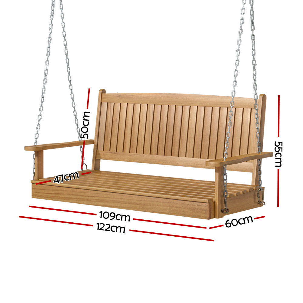 Gardeon Outdoor Wooden Porch Swing Chair with Chains Teak