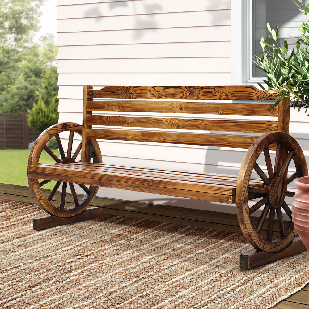 Gardeon 3 Seater Wooden Garden Bench Chair Brown