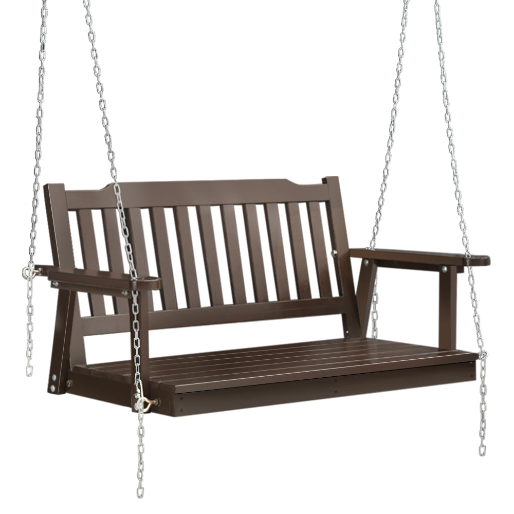 Gardeon Wooden Outdoor Porch Swing Chair with Chains - Brown