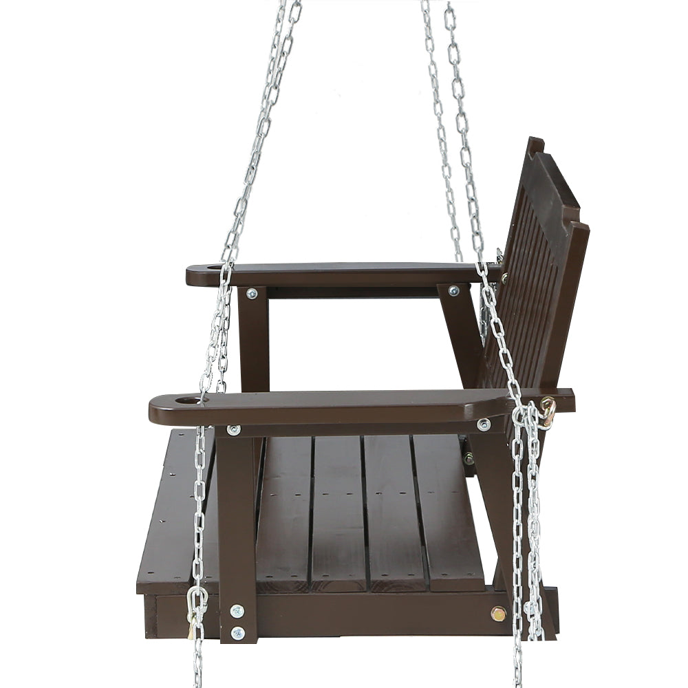 Gardeon Wooden Outdoor Porch Swing Chair with Chains - Brown