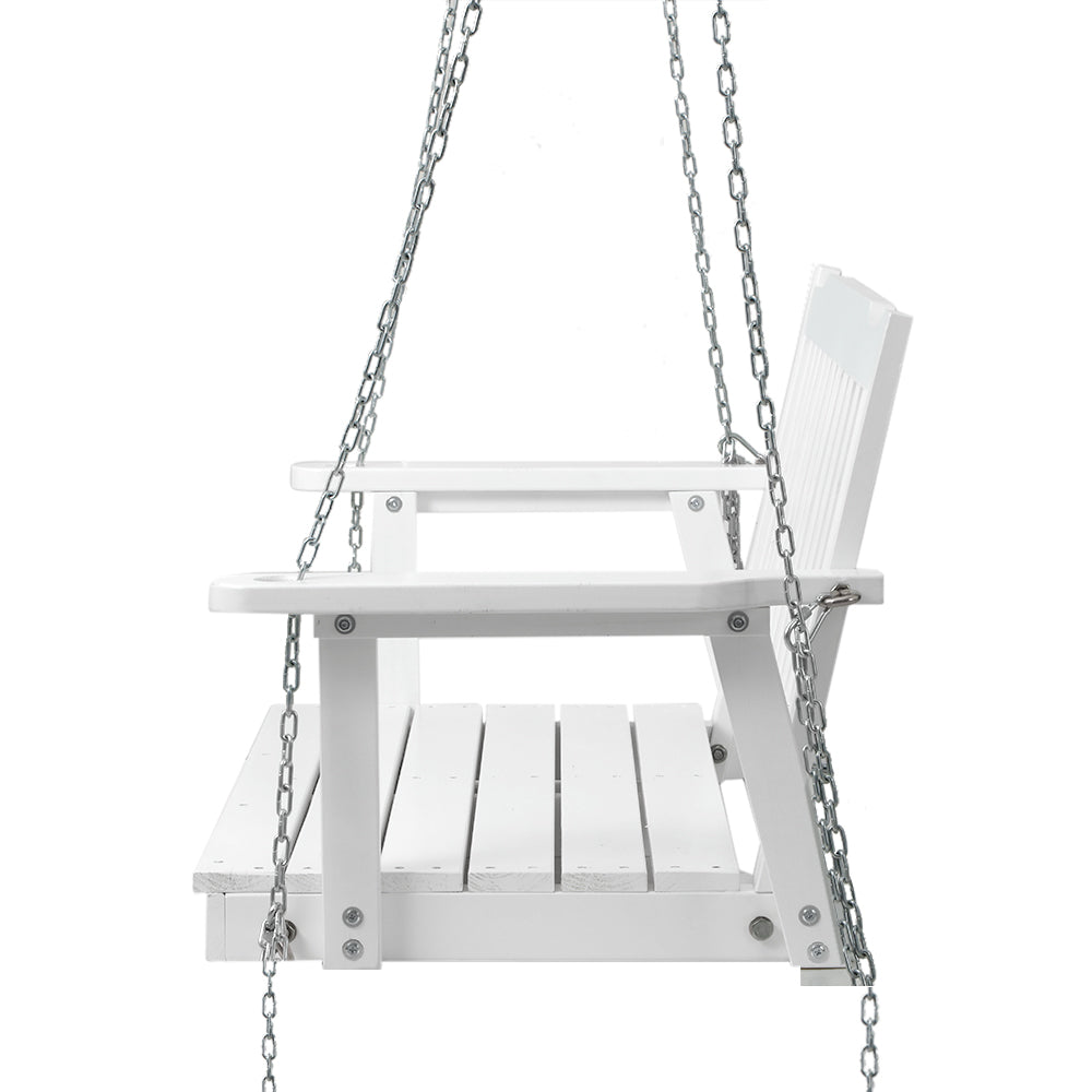Gardeon Wooden Outdoor Porch Swing Chair with Chains - White