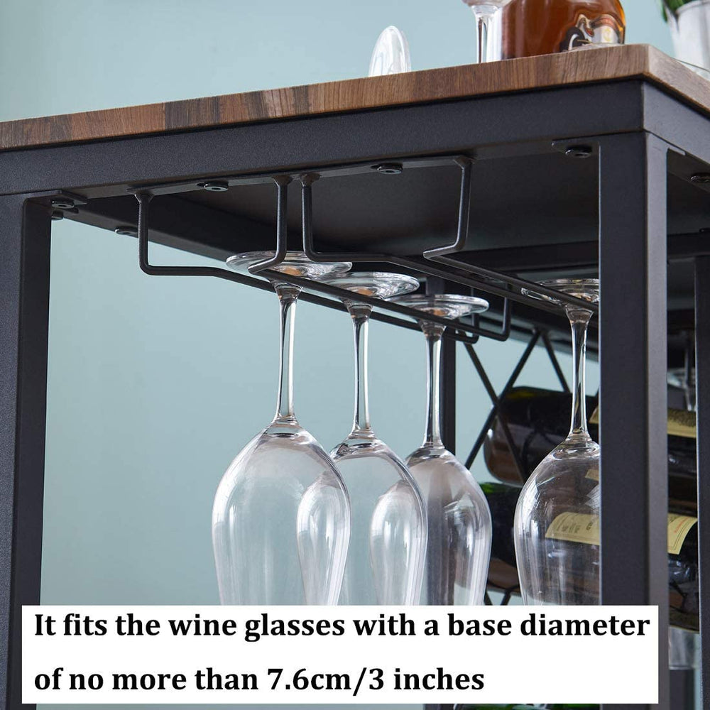IHOMDEC Industrial Wine Rack Table with Glass Holder Brown