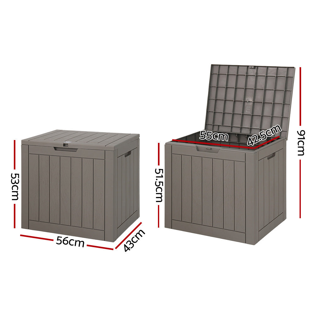 Gardeon 118L Outdoor Storage Box Container - Grey