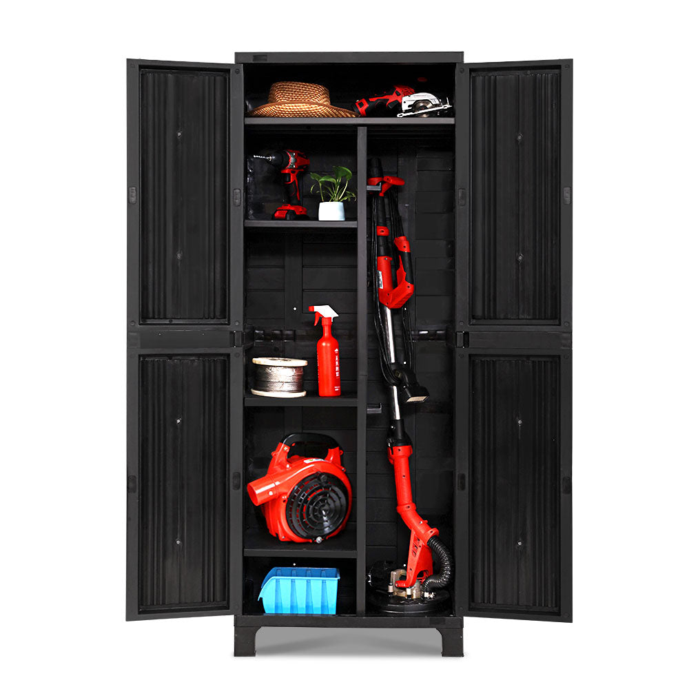 Gardeon 173cm Outdoor Storage Cabinet - Black