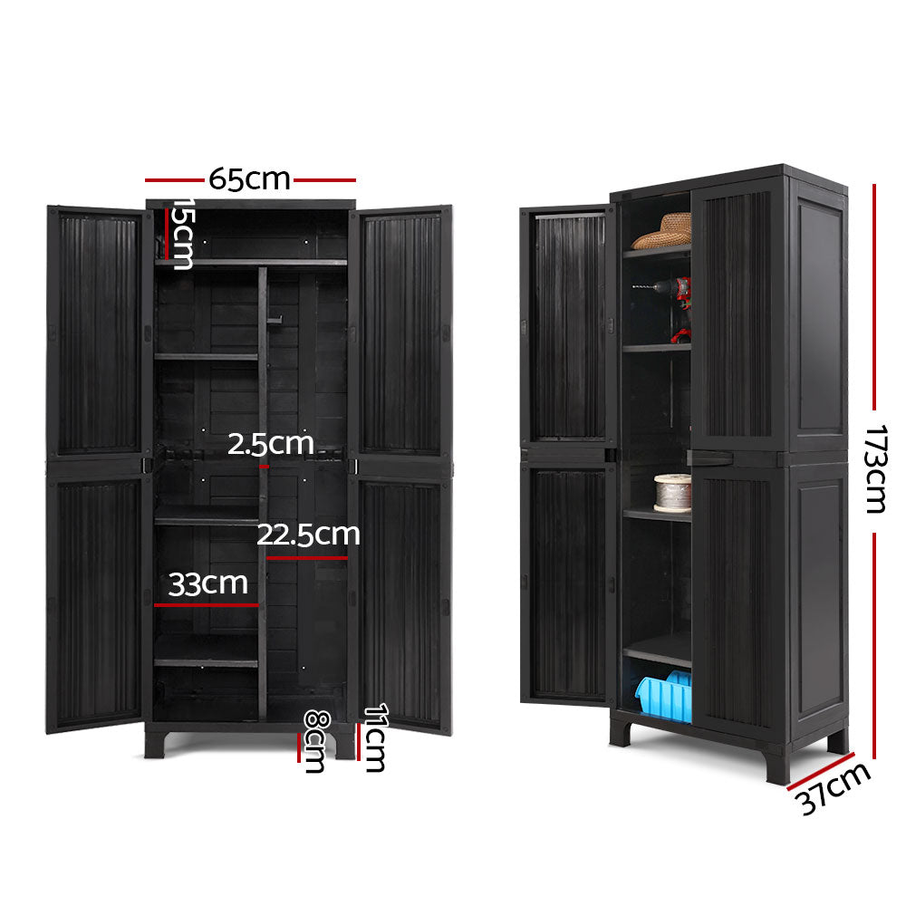 Gardeon 173cm Outdoor Storage Cabinet - Black