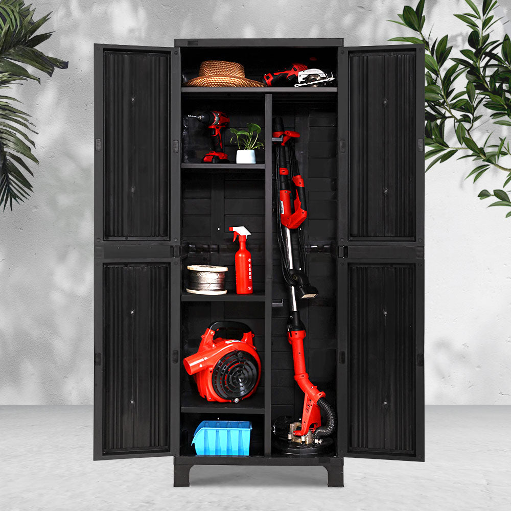 Gardeon 173cm Outdoor Storage Cabinet - Black