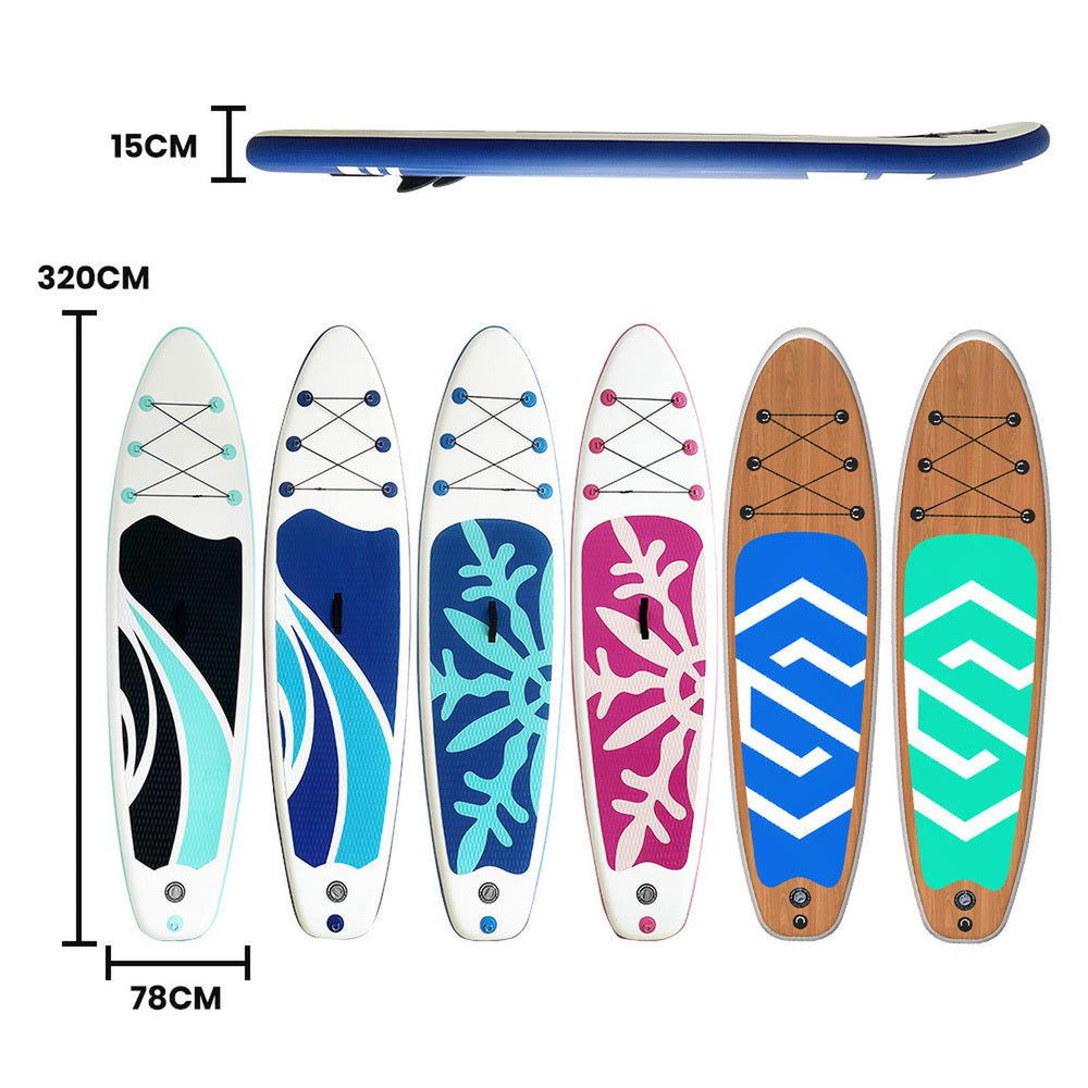 MaxU 10&#39;6&#39;&#39; Inflatable Paddle Board 3.2m SUP Surfboard Stand Up Paddleboard with Bonus Accessories - Wave Mint