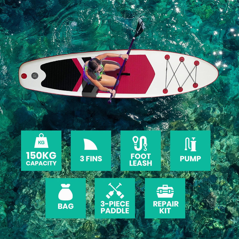 MaxU 10&#39;6&#39;&#39; Inflatable Paddle Board 3.2m SUP Surfboard Stand Up Paddleboard with Bonus Accessories - Wood Green