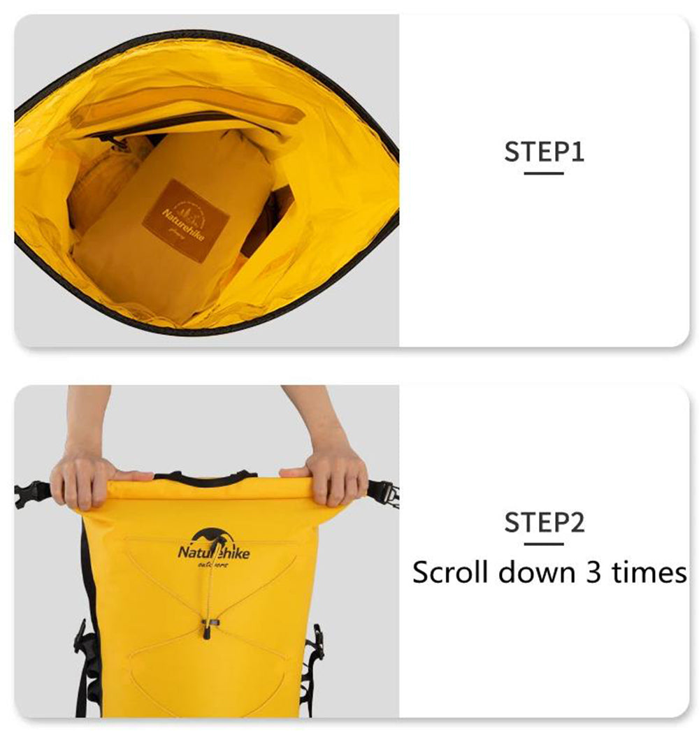 Naturehike 20L TPU Dry Wet Separation Waterproof Bag Outdoor Camping Tent Equip Backpack Large Capacity Portable - Yellow