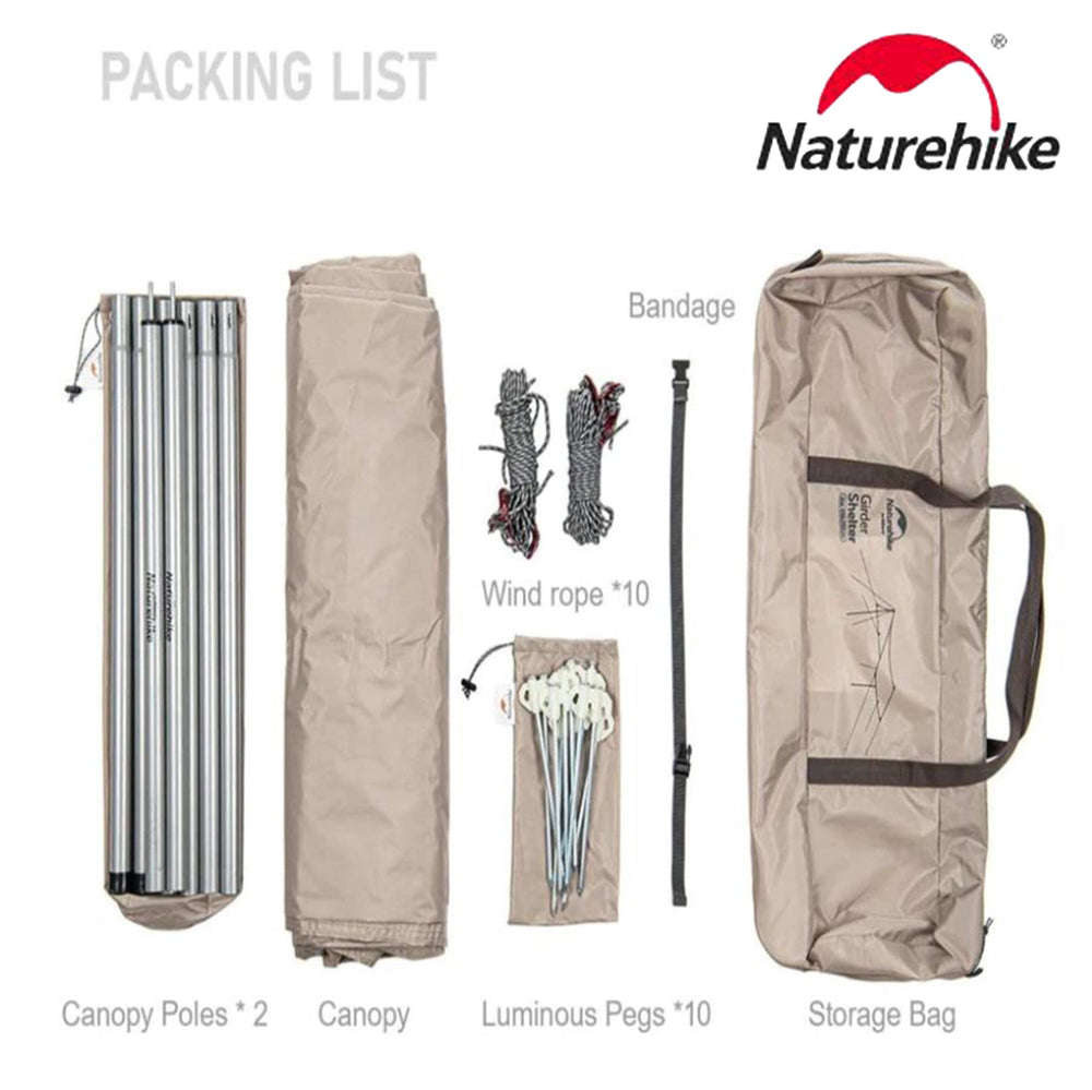 Naturehike Canopy Lightweight 4-6 Person Tent Tarp Shelters for Camping Hiking - Khaki 400x292cm