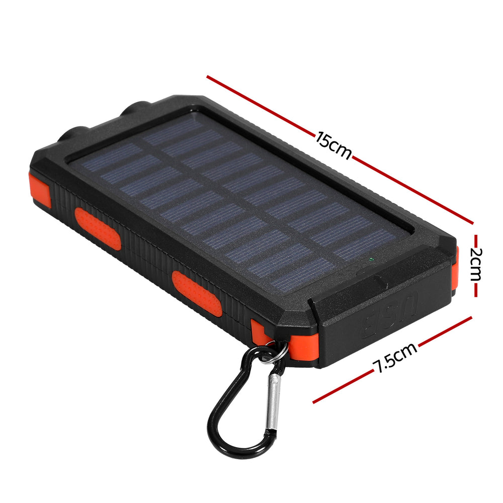 10000mAh Portable Solar Power Bank Dual USB Phone Charger