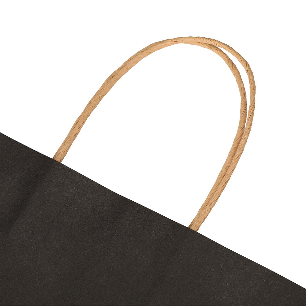50pcs Bulk Paper Bags Pack Soft Handle Black