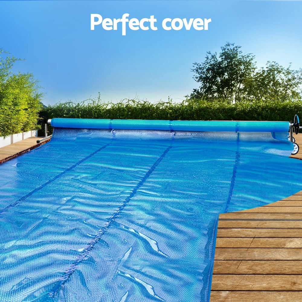 Aquabuddy Pool Cover 11x6.2m 400 Blanket 6.55m Roller Silver