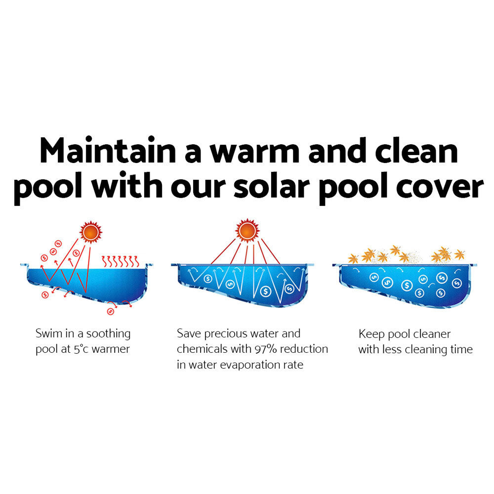 Aquabuddy 5x9.5M Solar Swimming Bubble Pool Cover - Blue