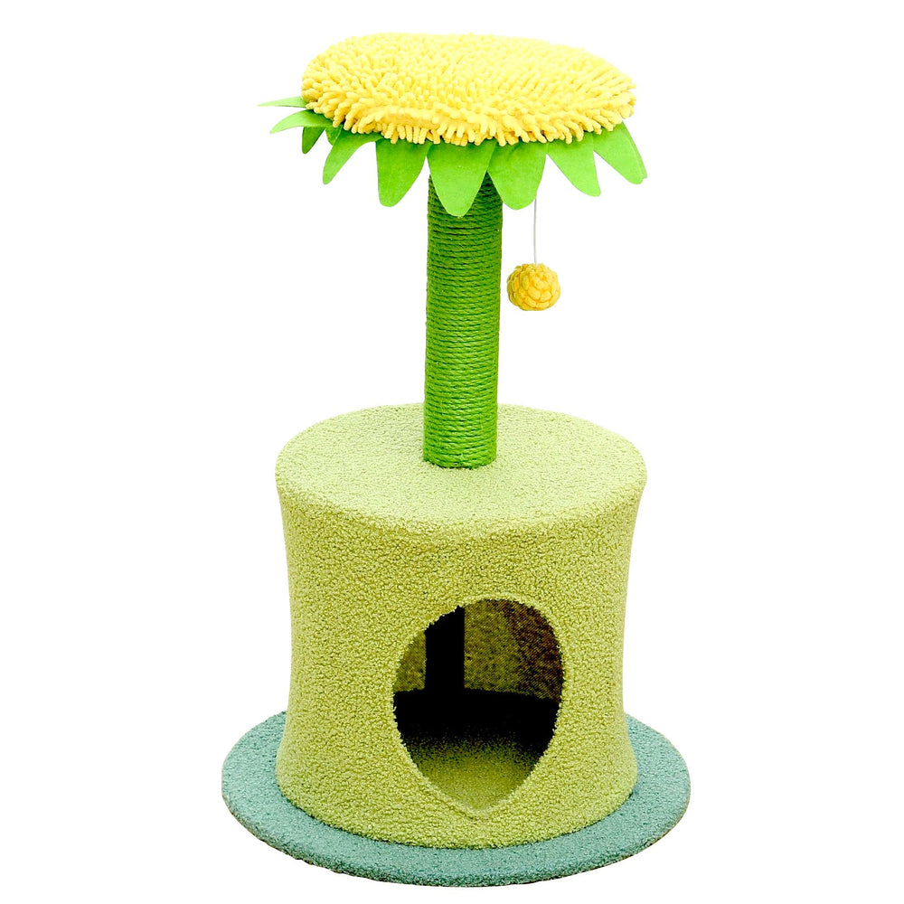 Furbulous 70cm Sunflower Cat Tree scratching Post and Cat Tower with Hideaway