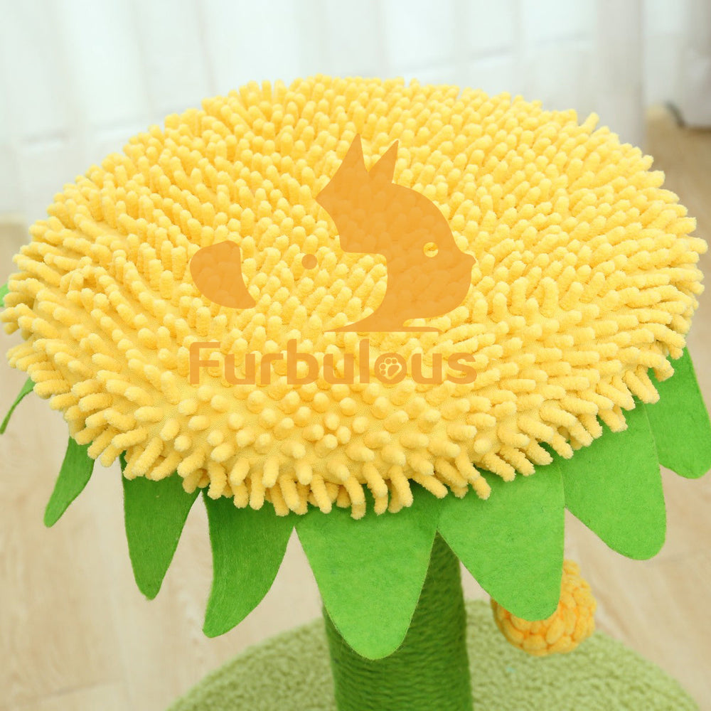 Furbulous 70cm Sunflower Cat Tree scratching Post and Cat Tower with Hideaway