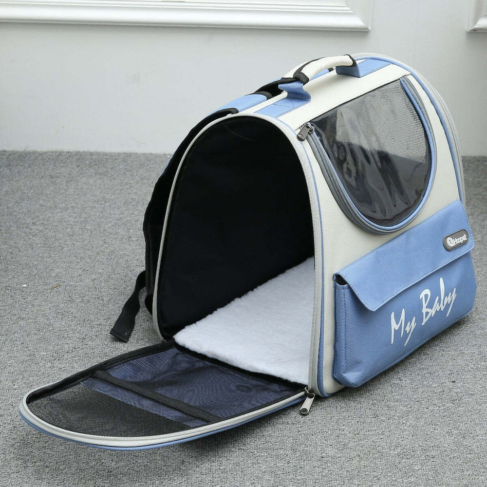 Pet Carrier Outdoor Cat or Dog Backpack with Viewing Window and Soft Floor