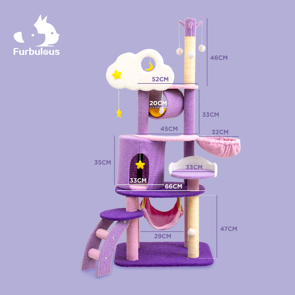 Furbulous 1.6m Cat Tree Scratching Post and Mega Tower - Star and Moon
