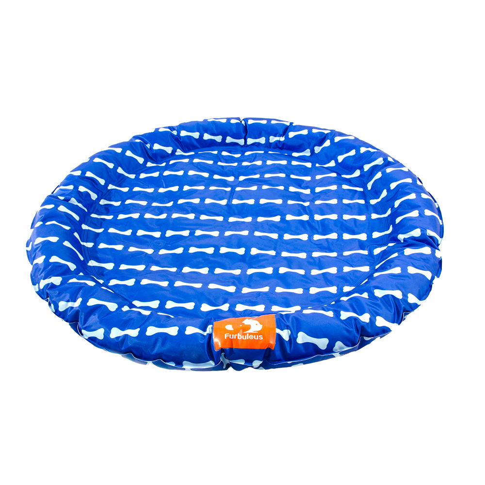 Furbulous 75cm Round Pet Cooling Bed Dog or Cat Non-Toxic Cooling Mat for Summer - Blue