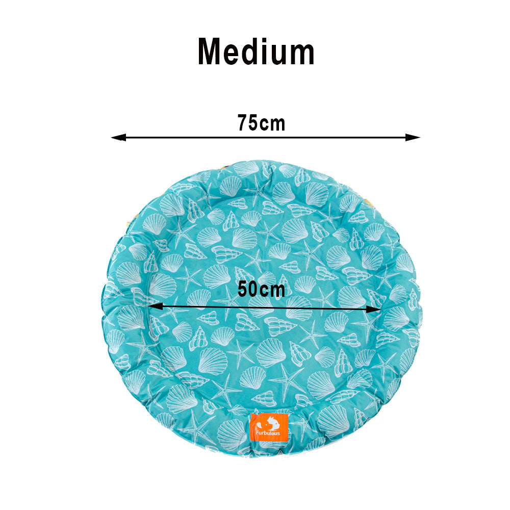 Furbulous 75cm Round Pet Cooling Bed Dog or Cat Non-Toxic Cooling Mat for Summer - Green