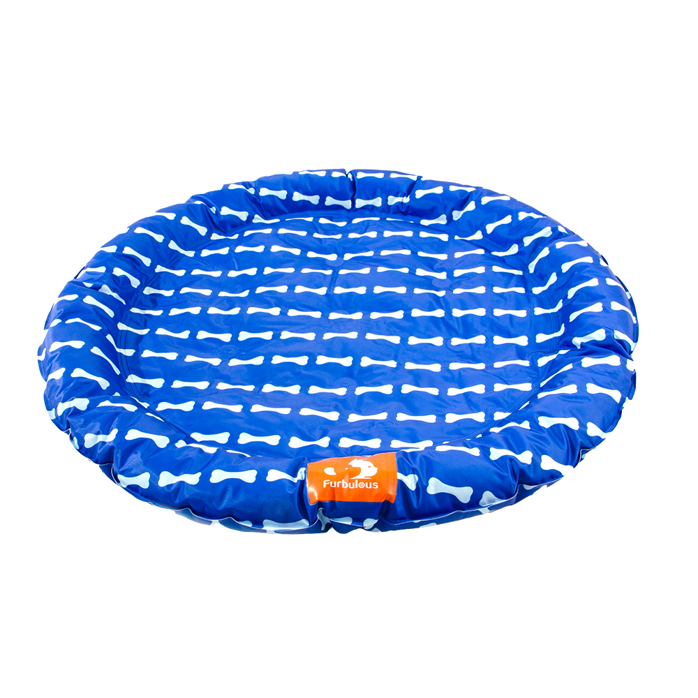 Furbulous 86cm Round Pet Cooling Bed Dog or Cat Non-Toxic Cooling Mat for Summer - Blue