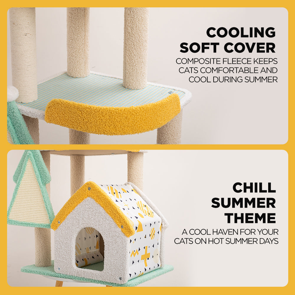 Furbulous 1.3m Cat Tree Tower &amp; Scratching post with Cooling Straw Mat - Fairy Land