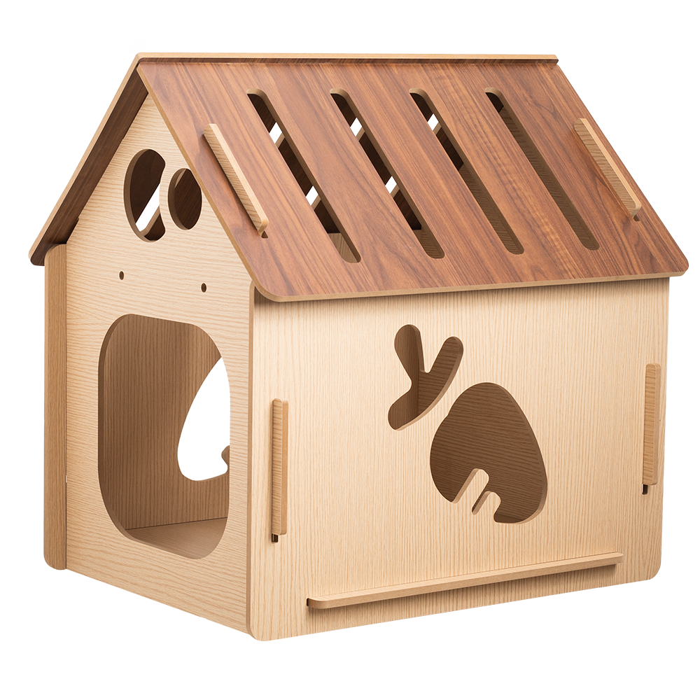 Furbulous Cat Box House and Cat Nap Box Wood House in Carrot Style - Large