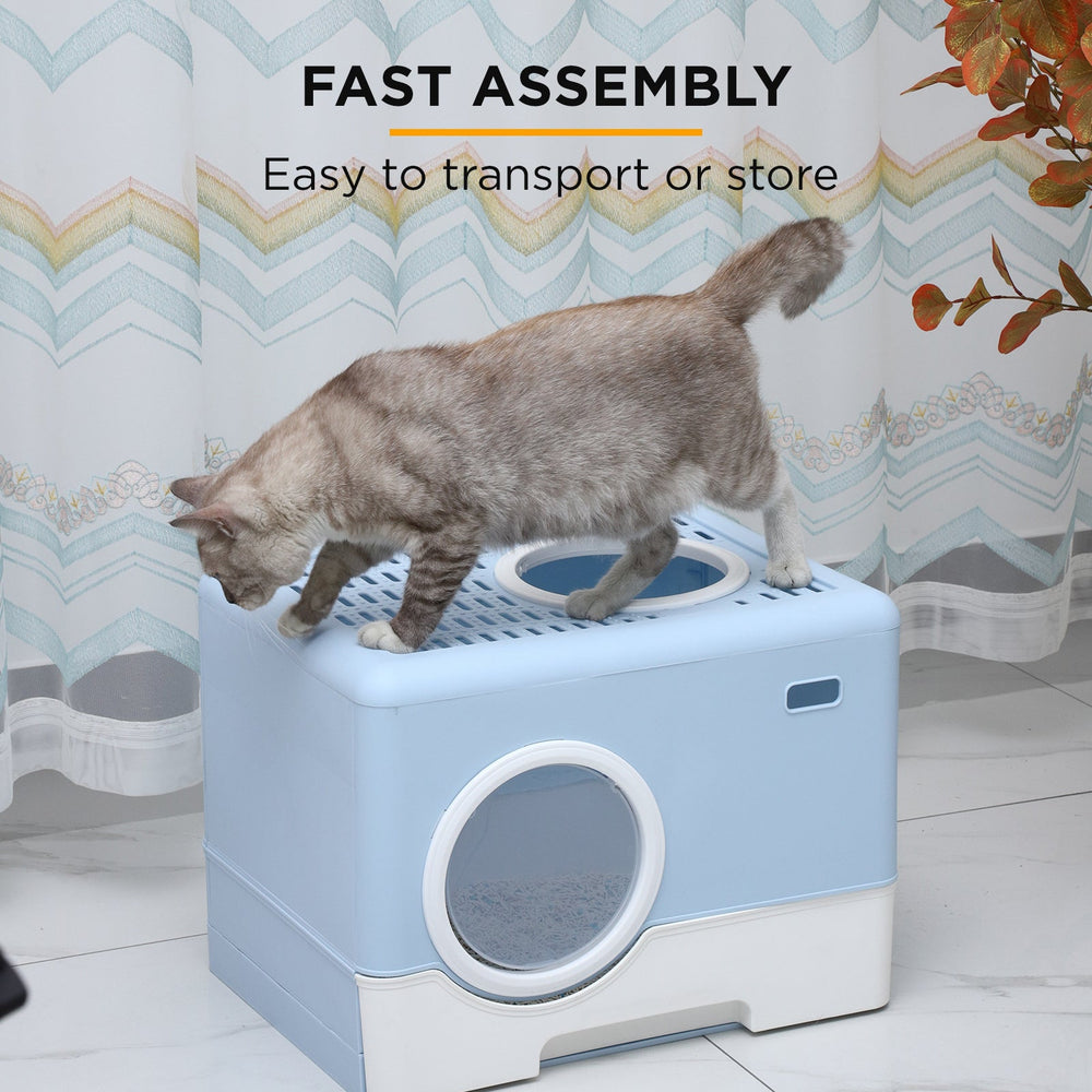 Furbulous Camera Shape Anti-Splashing Enclosed Cat Drawer Litter Box - Grey