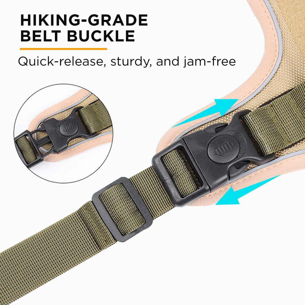 Furbulous Tactical Dog Harness Adjustable No Pull Pet Harness Reflective Working Training Dog Harness with 1.5m Lead - Khaki Medium