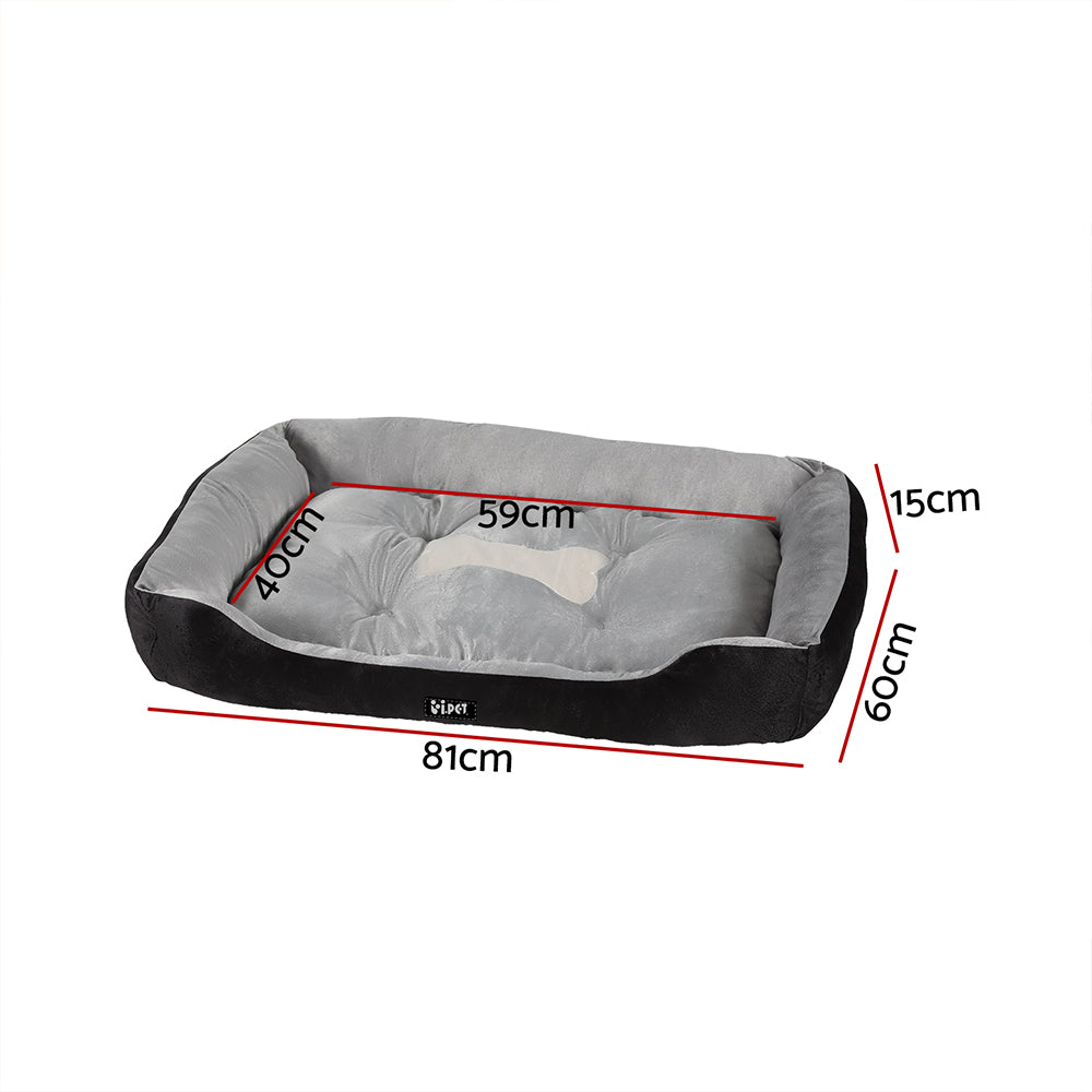 i.Pet Soft Cushion Pet Bed Washable 80CM Black