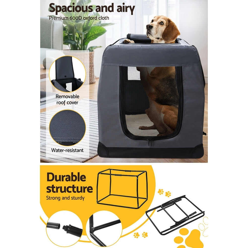 i.Pet Pet Carrier 4XL Portable Collapsible Side Sided Grey