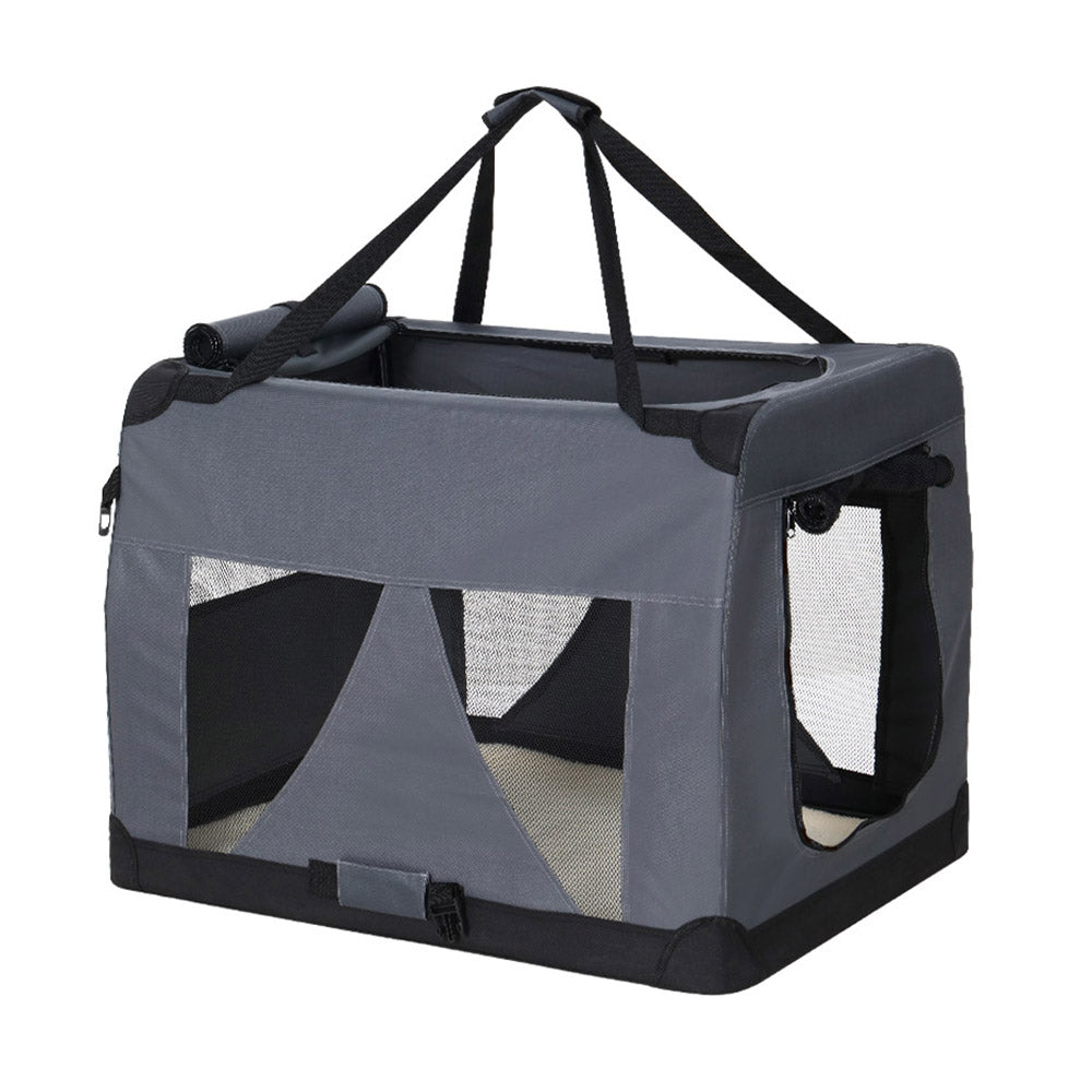 i.Pet Pet Carrier XL Portable Collapsible Side Sided Light Grey