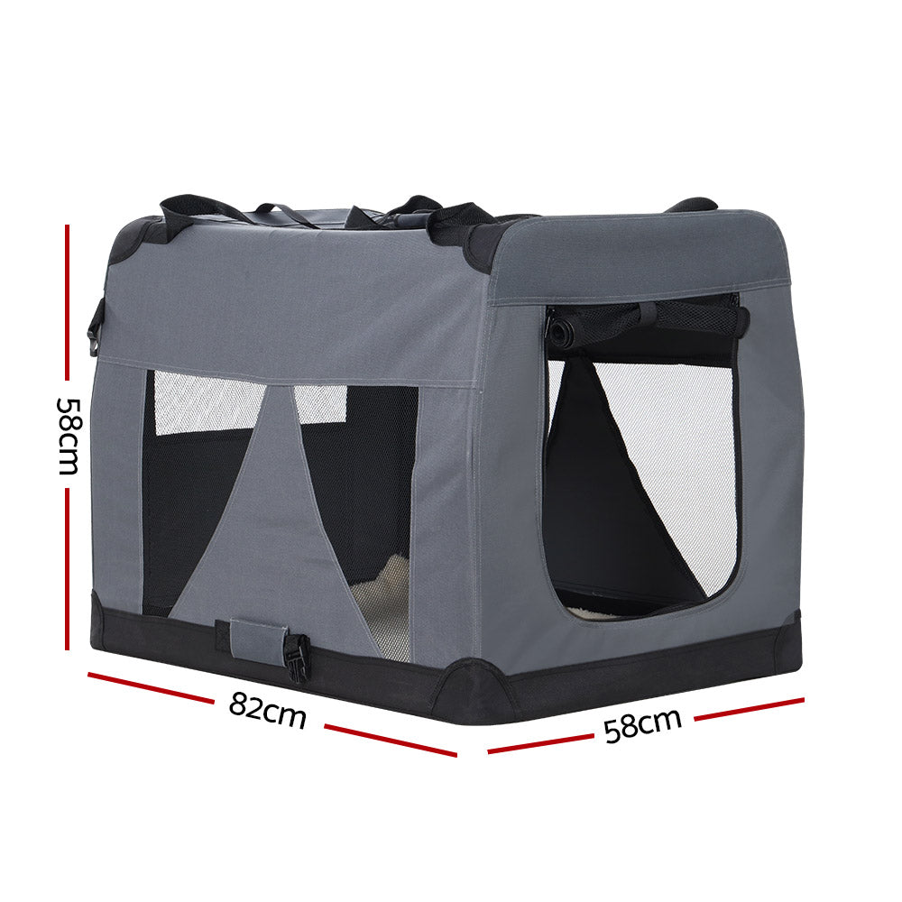 i.Pet Pet Carrier XL Portable Collapsible Side Sided Light Grey