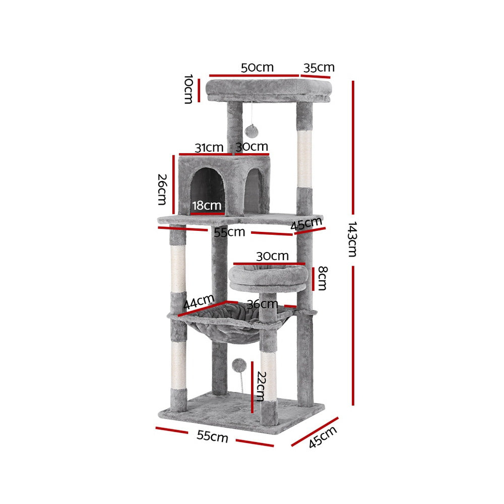 i.Pet Cat Tree 143cm Grey