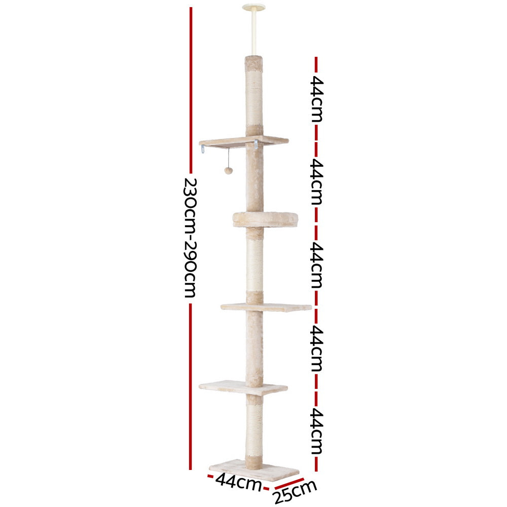 i.Pet Cat Tree Tower 290cm Beige and White