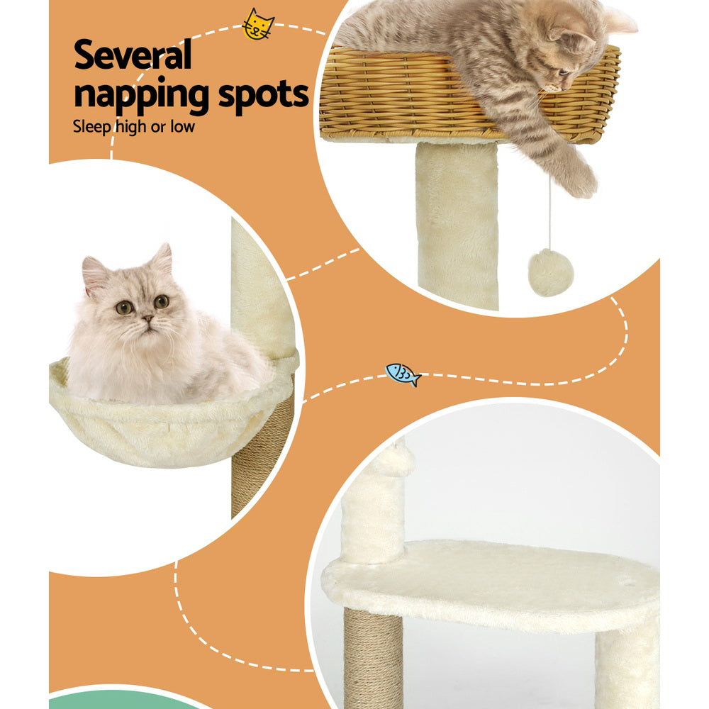 i.Pet Cat Tree 138cm Rattan Ladder