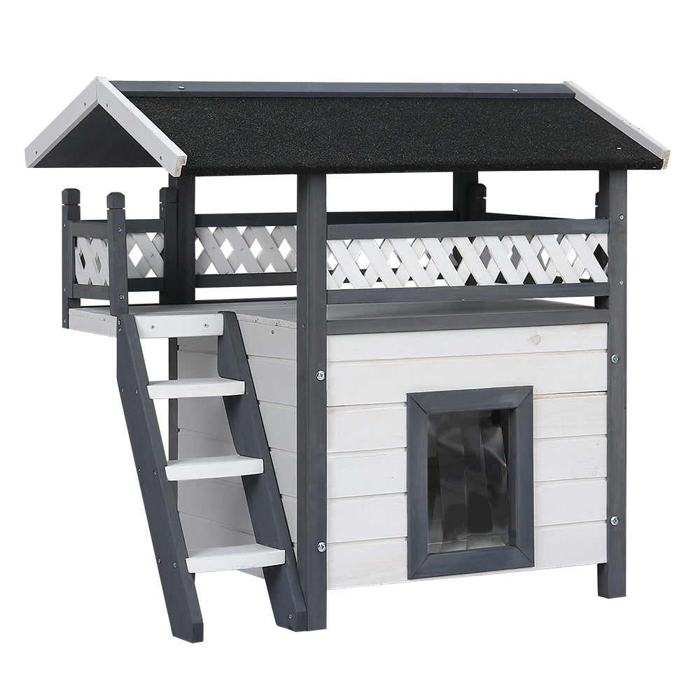 i.Pet Shelter Outdoor Hutch Grey White