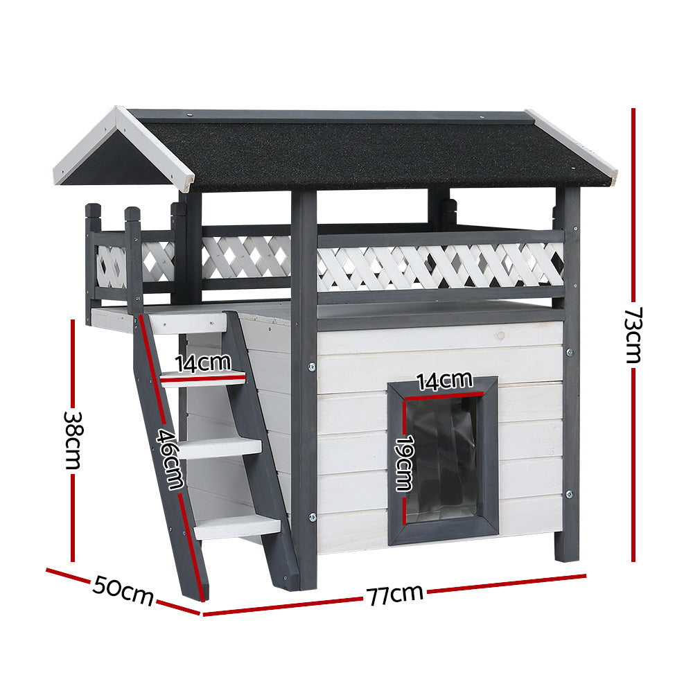 i.Pet Shelter Outdoor Hutch Grey White