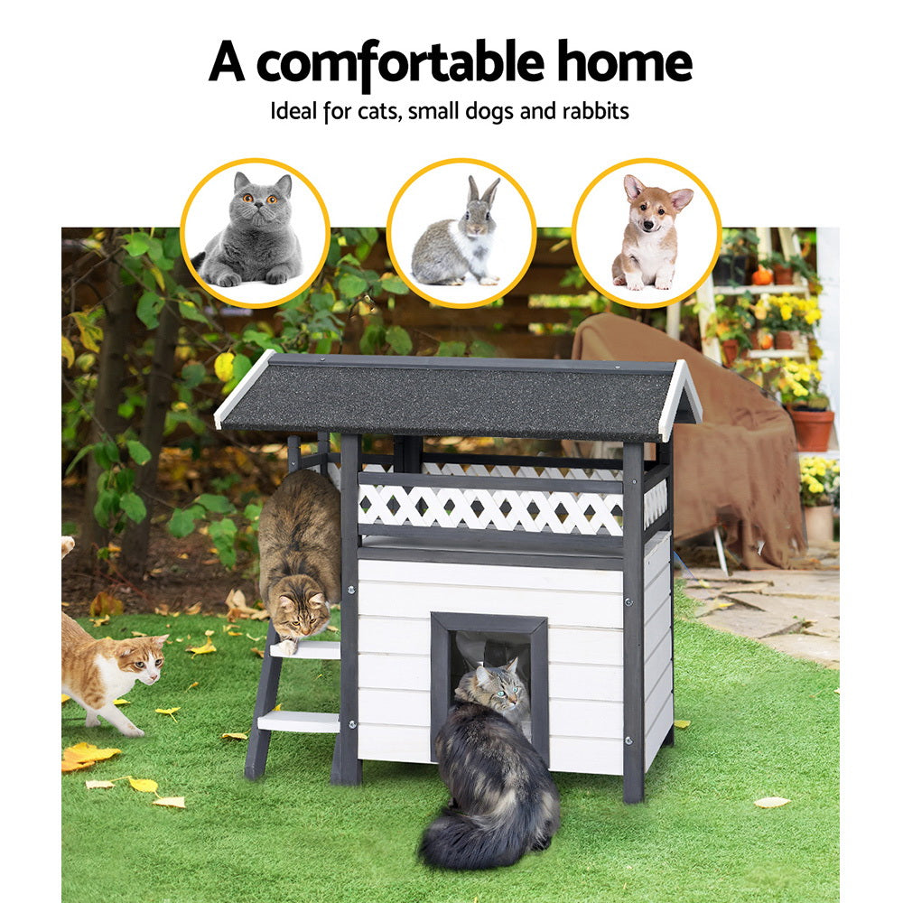 i.Pet Shelter Outdoor Hutch Grey White